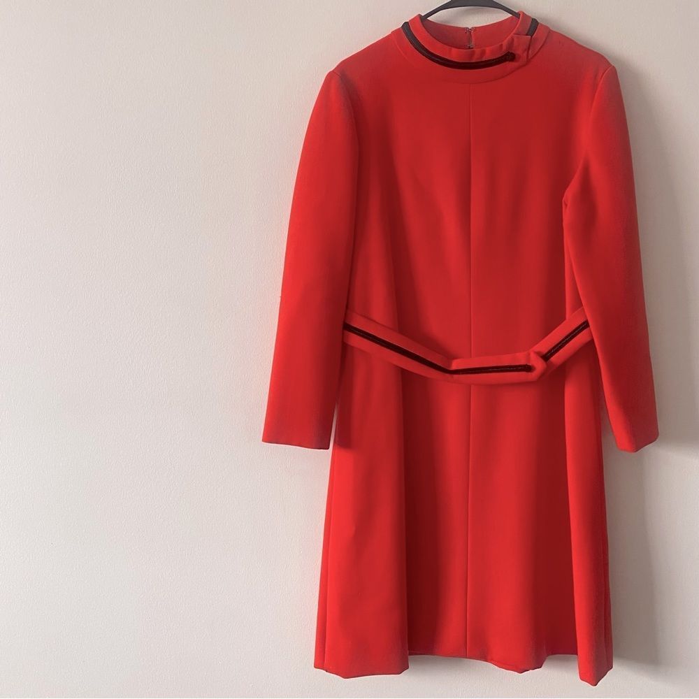 Vintage 60s Harvey Berin by Karen Stark Mod Mock Neck Long Sleeve Dress